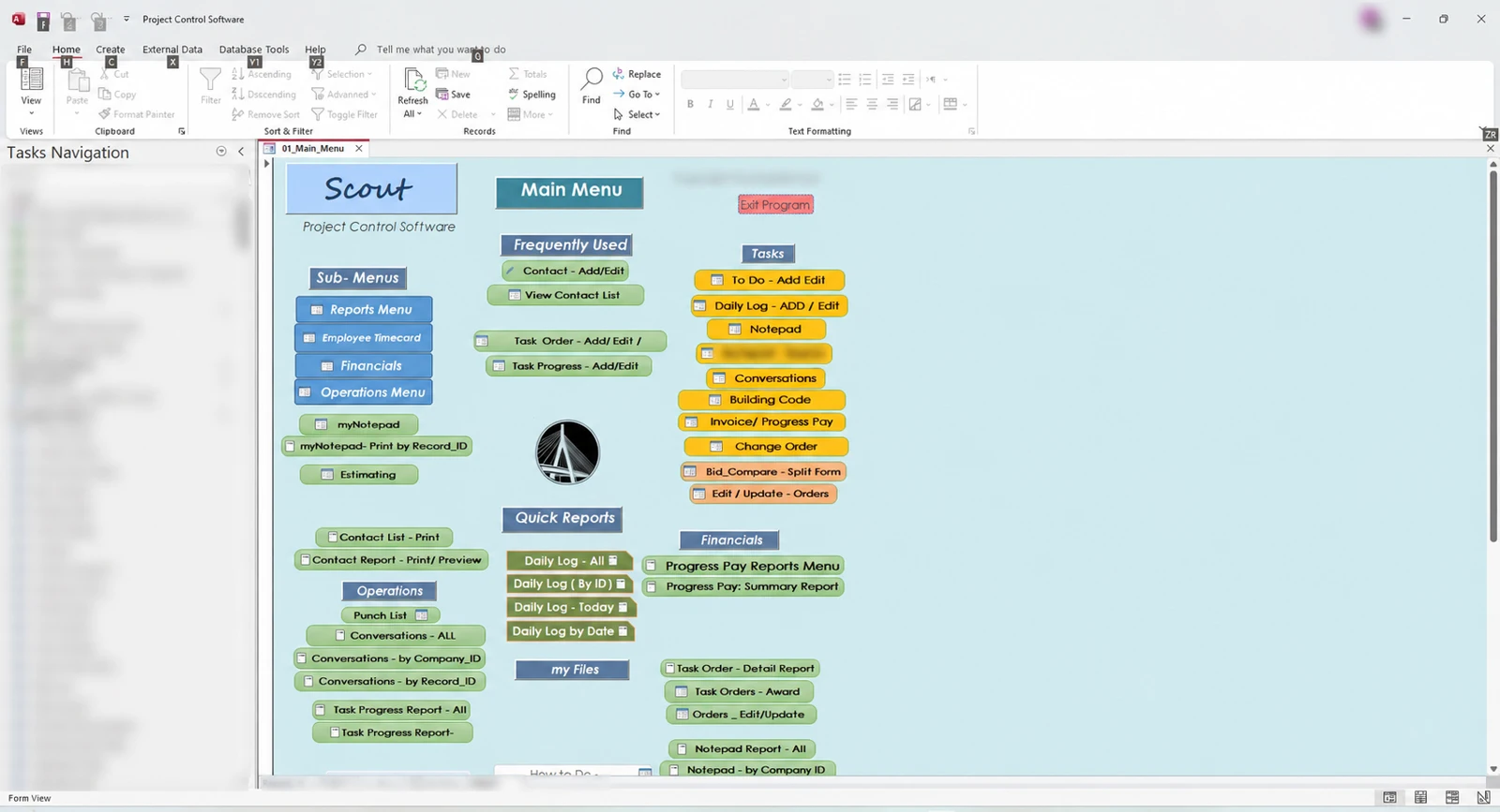 Scout’s original Microsoft Access project-control interface